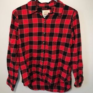 Red and black plaid flannel shirt
